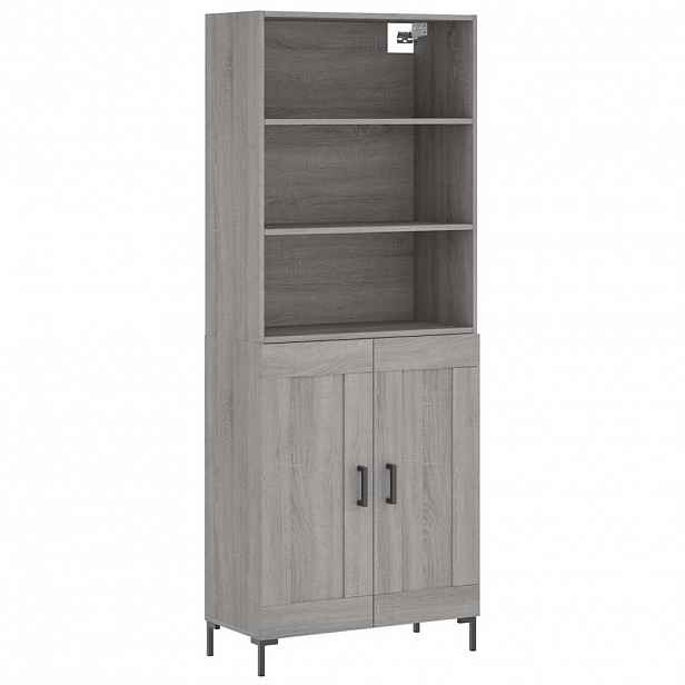 vidaXL Skříň highboard šedá sonoma 69,5 x 34 x 180 cm kompozitní dřevo