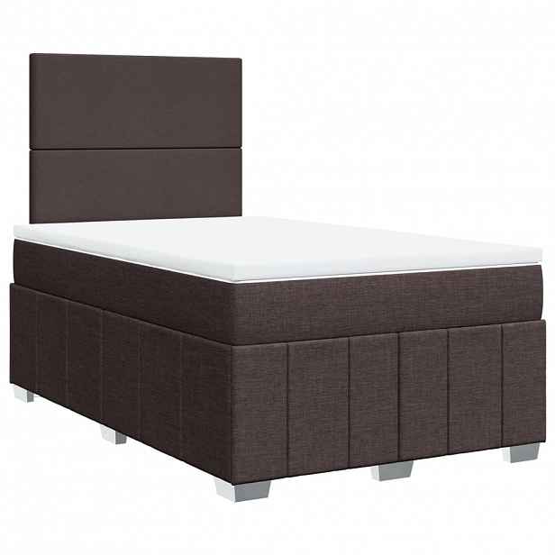vidaXL Box spring postel s matrací tmavě hnědá 120x190 cm textil