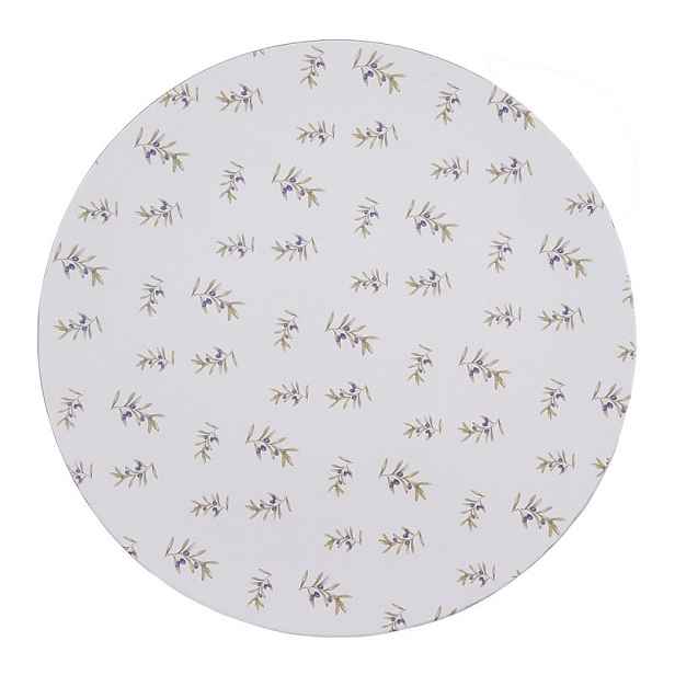 Bílý servírovací talíř s olivami Olive Fields - Ø 33*1 cm Clayre & Eef