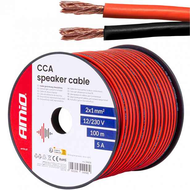 Dvoužilový Reproduktorový Kabel Cca 2x1mm2 5A Car-audio 100M Kabel