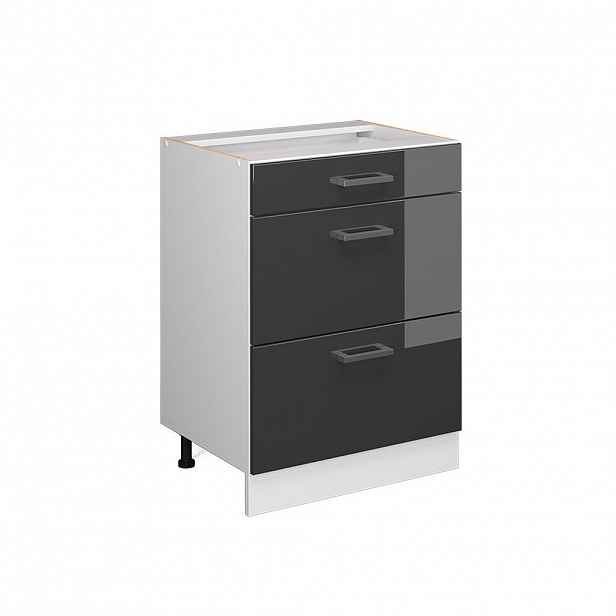 Vicco UNIVERZÁLNÍ ZÁKLADNÍ JEDNOTKA R-Line Antracitový vysoký lesk 60 cm se zásuvkami, bez pracovní desky