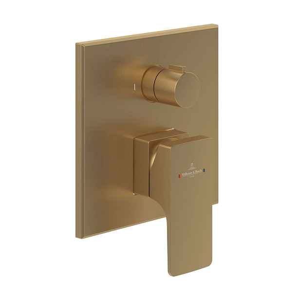 Villeroy & Boch Architectura Square - Baterie pod omítku, pro 2 spotřebiče, kartáčované zlato TVS12500500076