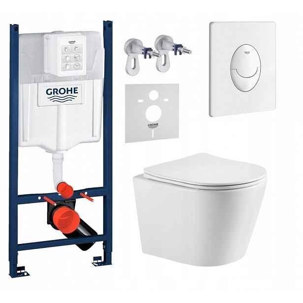 Sada Wc Stelaz Grohe Wc mísa Tornado Imprese Tlačítko Bílá
