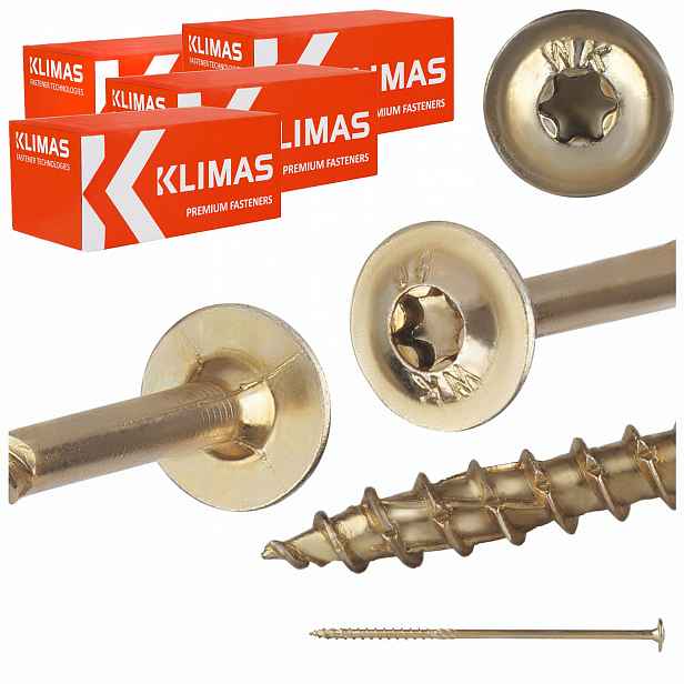 Tesařské vruty Torx 8x220 mm 200 ks talířové na dřevo Klimas Wkcp