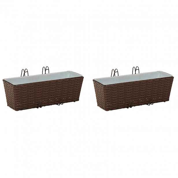 vidaXL Railing 2 ks Hnědá 50 x 17 x 17 cm Kov