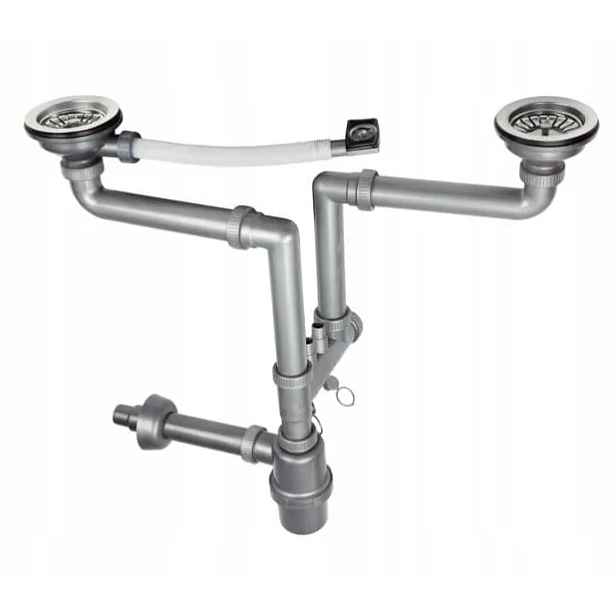 2-KOMOROVÝ Dřezový Sifon S Přepadem 3.5" HJ/S2063 Jano