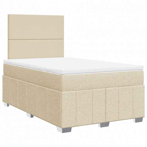 vidaXL Box spring postel s matrací krémová 120x190 cm textil