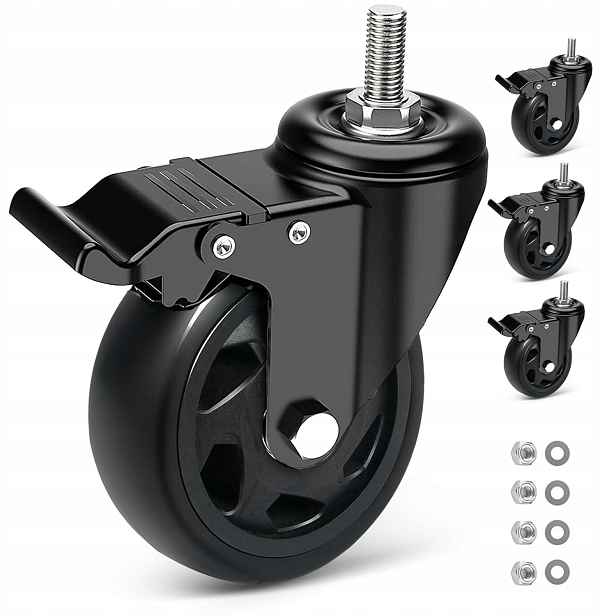 Kolečka nábytková 125 mm Pu s brzdou 4 ks M10x30 mm 650 kg