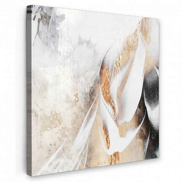 MuchoWow OBRAZ NA PLÁTNĚ Luxusní - abstraktní - zlatá - bílá 50x50 cm