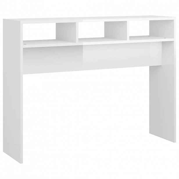 vidaXL Konzolový stolek bílý vysoký lesk 105x30x80 cm kompozitní dřevo