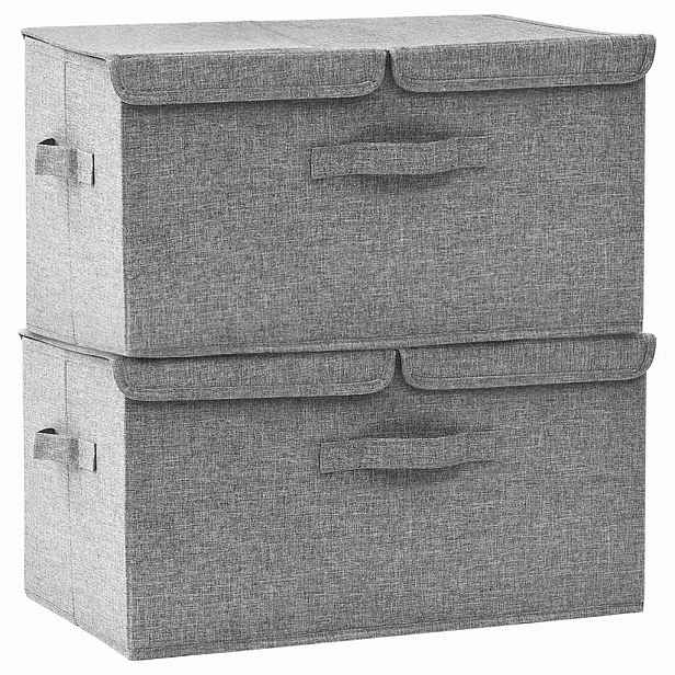 vidaXL Úložné boxy 2 ks textil 50 x 30 x 25 cm šedé