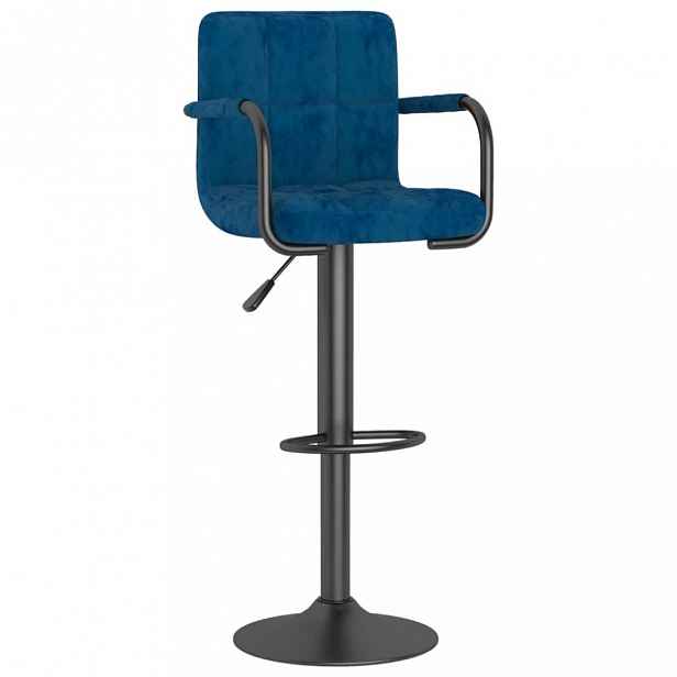 Barová židle samet / kov Modrá