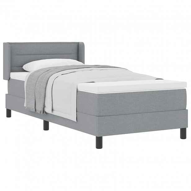 vidaXL Postel s boxspringem s čelo Světle šedá 200 x 80 cm textil