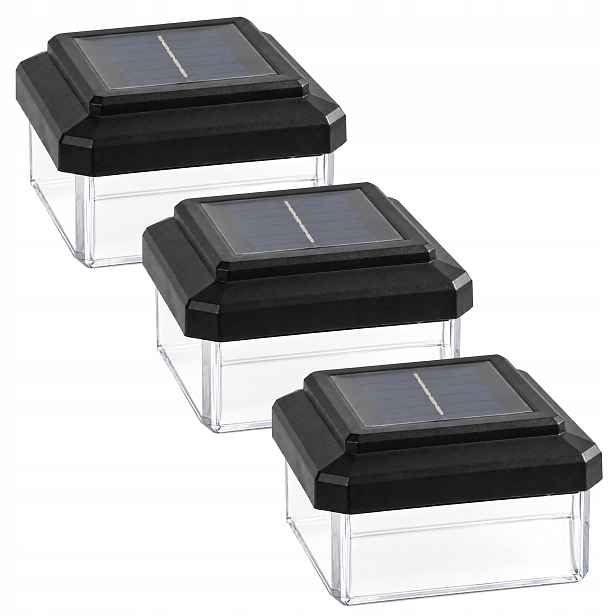 3x Stříška Na Sloupek 81x81 mm Solární Lampa Plotová Led lampa