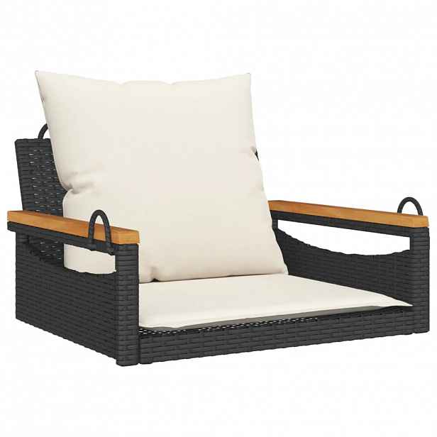 vidaXL Houpací lavice s poduškami černá 63 x 62 x 40 cm polyratan