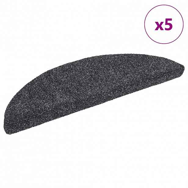 vidaXL Schodové rohože samolepicí 5 ks 56 x 17 x 3 cm tmavě šedé, půlkulaté