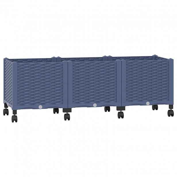 vidaXL Zahradní truhlík s kolečky Modro šedá 120 x 40 x 44 cm PP