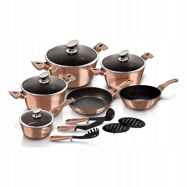 Berlingerhaus Rosegold Metallic Line Sada nádobí s mramorovým povrchem, 15
