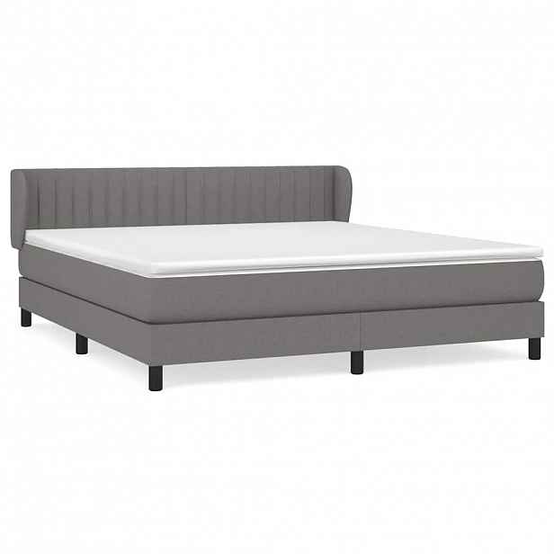 vidaXL Box spring postel s matrací tmavě šedá 160x200 cm textil