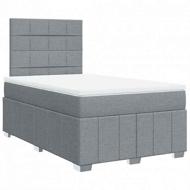vidaXL Box spring postel s matrací světle šedá 120x190 cm textil