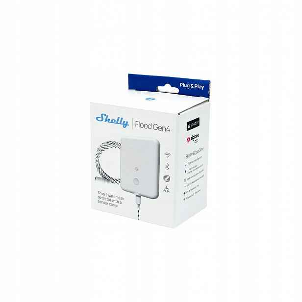 Inteligentní senzor zaplavení Shelly Flood Gen4 WiFi Bluetooth Zigbee Matter