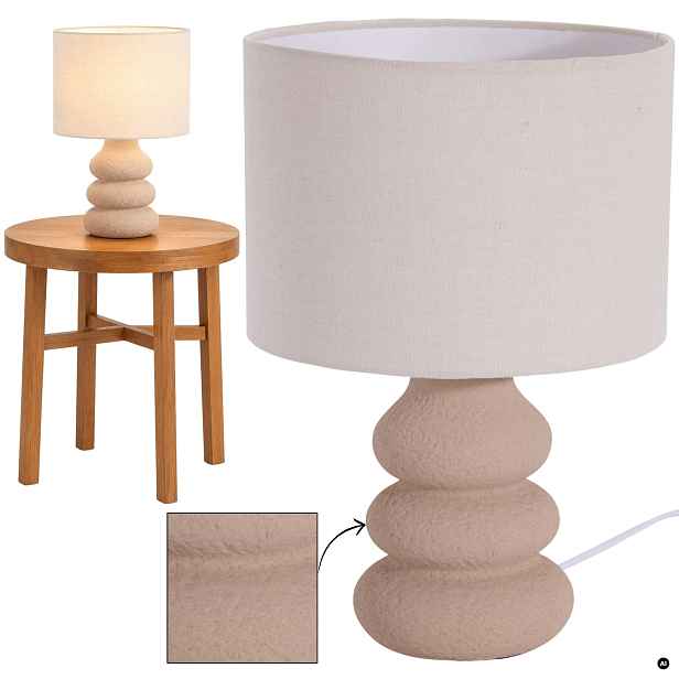 Stolní Lampa béžová 35 cm se stínítkem E27 boho Do Ložnice Obývacího Pokoje lampička