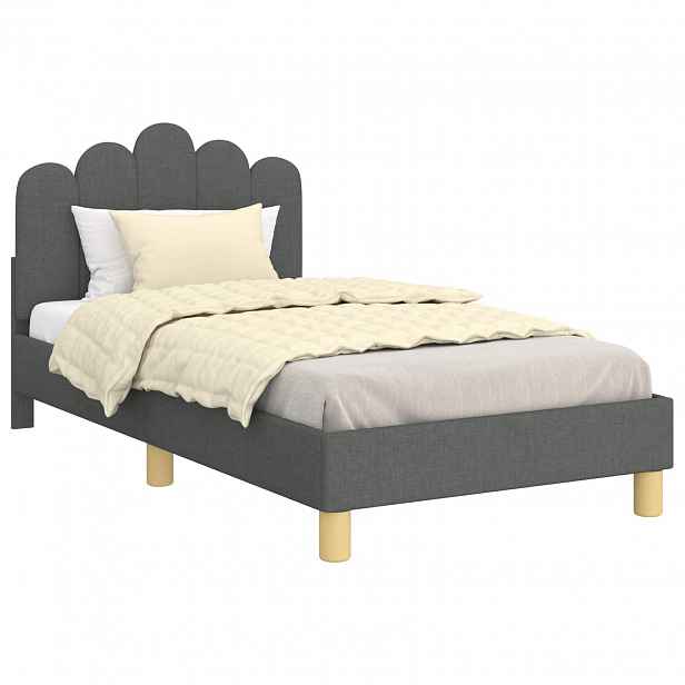 vidaXL Rám postele pro děti s čelem Tmavě šedá 80 x 160 cm Textil