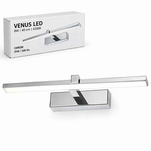 Led nástěnná lampa Venus 8W 40 cm chromové osvětlení zrcadla 4200K IP44 580lm