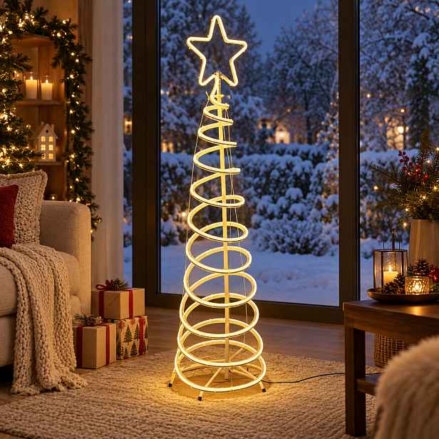 Led vánoční stromek Neonová spirála 120 cm Vánoční ozdoba Svítící bílá teplá