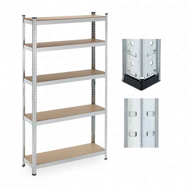 Relaxdays REGÁL stříbrný ocel MDF 5 polic 180 cm 500 kg