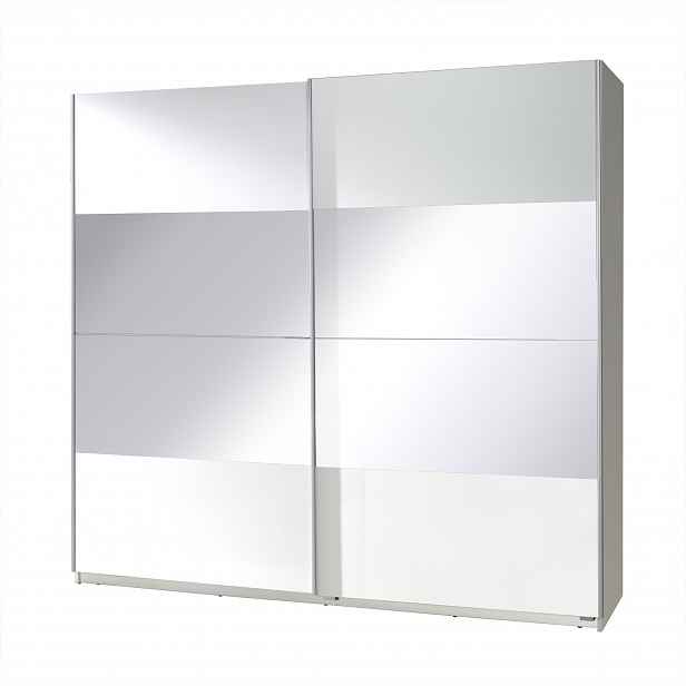 Šatní skříň 225 cm se zrcadlem FOSSTON 2 - bílá
