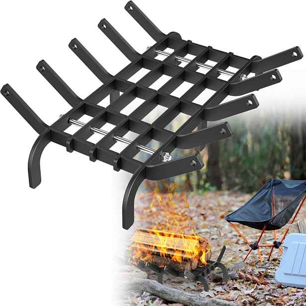 TEMU 42cm Rostky na dřevo do krbu, stojan na dřevo, rošt na dřevo do krbu, vnitřní kované grilovací rošt na dřevo do krbů, pro vnitřní krby, venkovní
