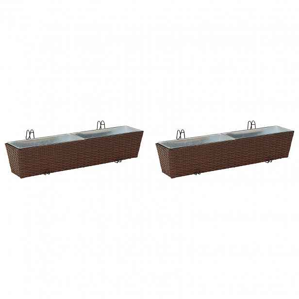 vidaXL Railing 2 ks Hnědá 80 x 17 x 17 cm Kov