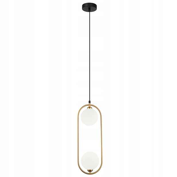 Závěsná stropní lampa bílo-černo-zlatá nad kuchyňský stůl Lupus 2