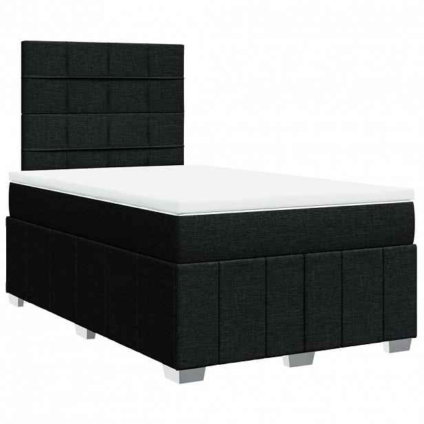 vidaXL Box spring postel s matrací černá 120x190 cm textil