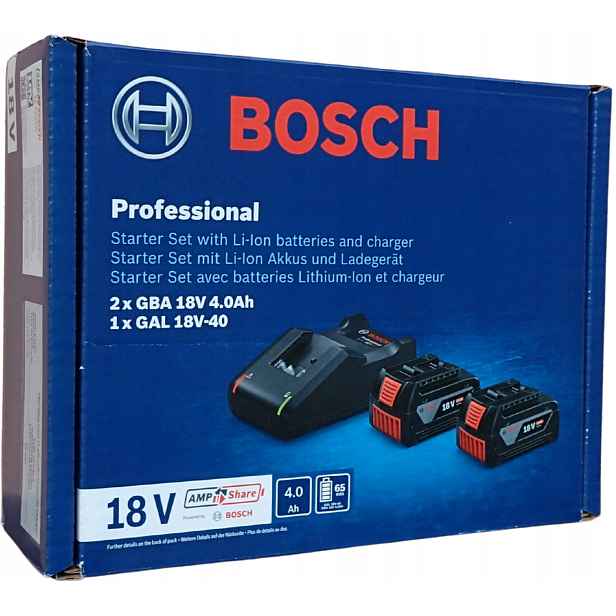 2x Akumulátor Baterie Sada Bosch 18V 2x Gba 4.0Ah nabíječka Gal 18V-40