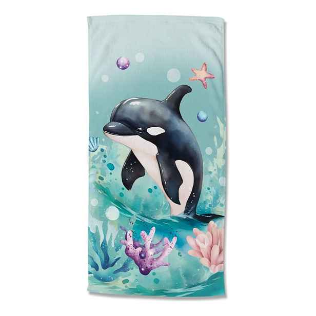 Modrá dětská sametová plážová osuška 75x150 cm Splash – Good Morning