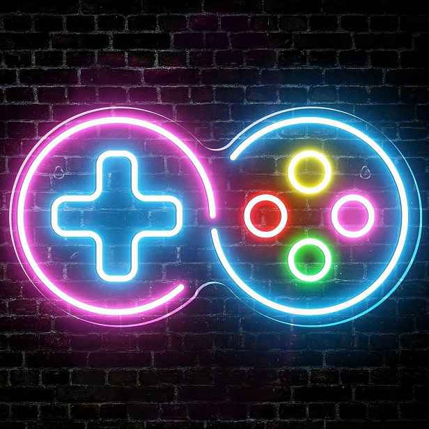 Neonová Led gamepadová světelná dekorace stmívatelná regulace jasu lampička