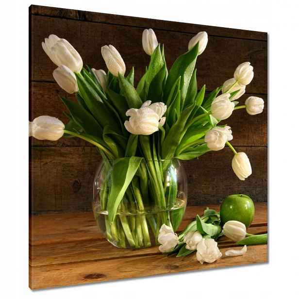 Obrazy 80x80 Bílé tulipány Desky