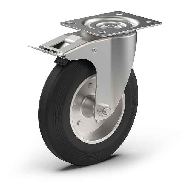 Otočné Pojezdové Kolo S Brzdou Transportné Kolečko Gumové 200mm 230KG