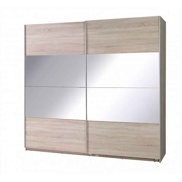 Šatní skříň 225 cm se zrcadlem FOSSTON 2 - dub sonoma