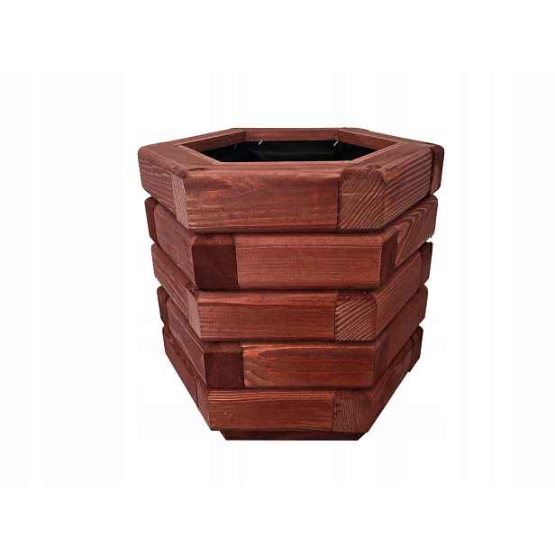 Zahradní květináč dřevěný šestiúhelník vysoký 30/26/30 cm Red impregnace borovice