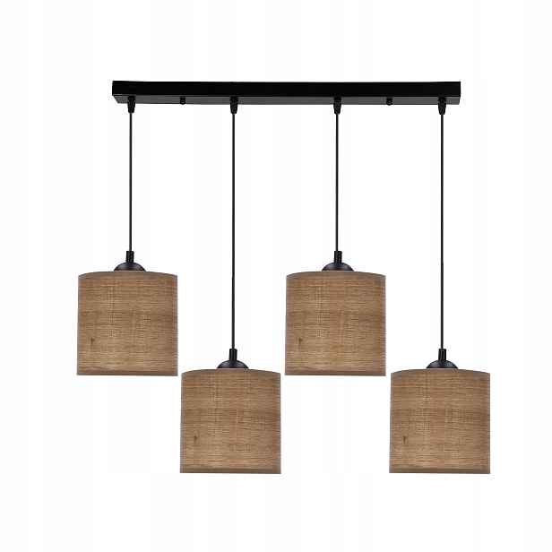 Závěsná lampa Čtyřnásobná nad stůl Ratanová lampa Ořechová na lankách Legno