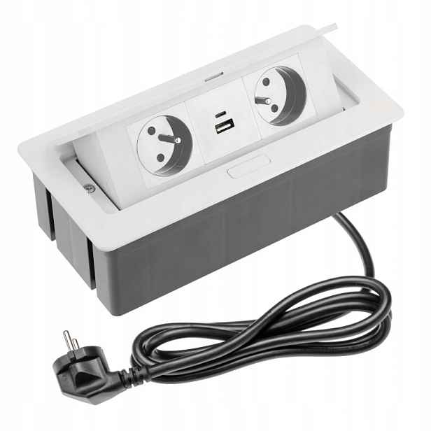 Lišta Prodlužovací Kabel Stolní Zapuštěná 2x Usb A+c Soft Kabel Bílá Gtv