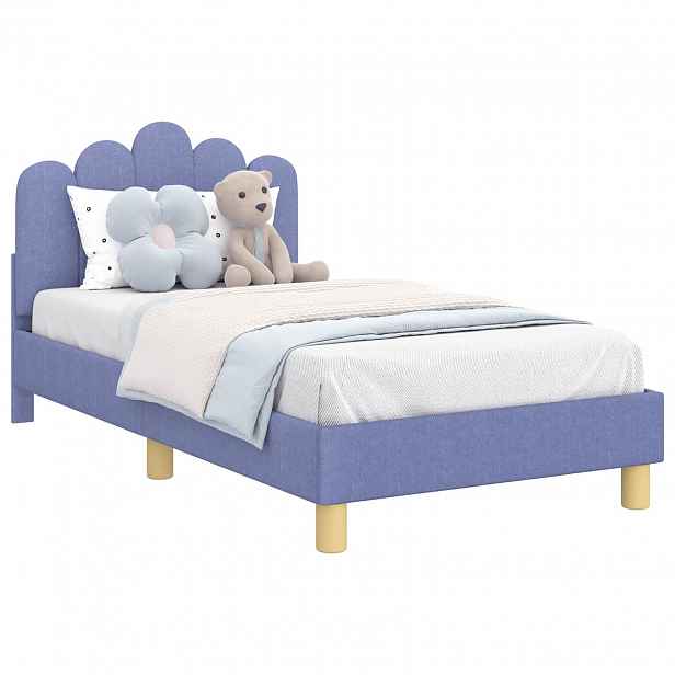 vidaXL Rám postele pro děti s čelem Modrá džínovina 80 x 160 cm Textil