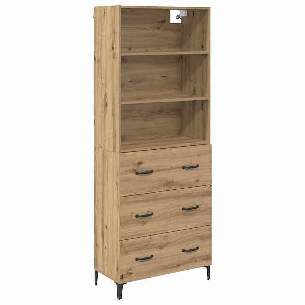 vidaXL Vysoký bufet Artisanový dub 69,5 x 34 x 180 cm Kompozitní dřevo