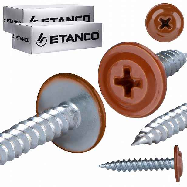 Podložkové vruty do dřeva 4,2 x 25 mm Ral 8004 500 ks Etanco Gm-s