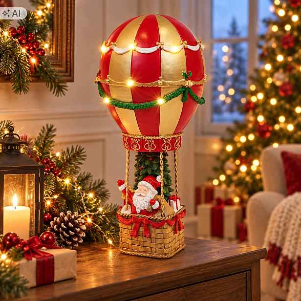 Vánoční Figurka Svítící Balón S Mikulášem, Ozdoba Na Vánoce, Stojící Led