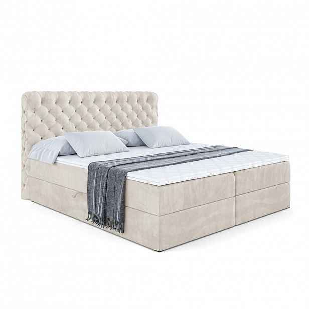 ALTDECOR AMERICKÁ postel s matrací H4 a roštem – BOXI8 – 160 × 200 cm – H4 – ecru