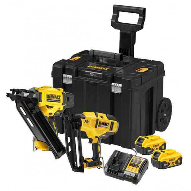DeWALT - 18V AKU sada tesařské hřebíkovačky a dokončovací hřebíkovačky, 2x aku 5,0 Ah XR, nabíječka DCK246P2T